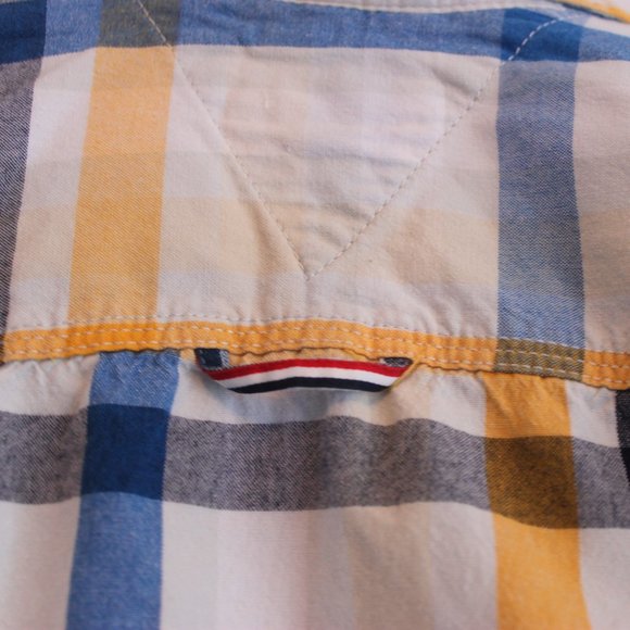Tommy Hilfiger Denim - Slim Fit, Blue, Yellow and White Shirt Men's US M - Picture 7 of 12